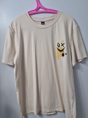 Men's Cream Graphic T-Shirt with Yellow Accent